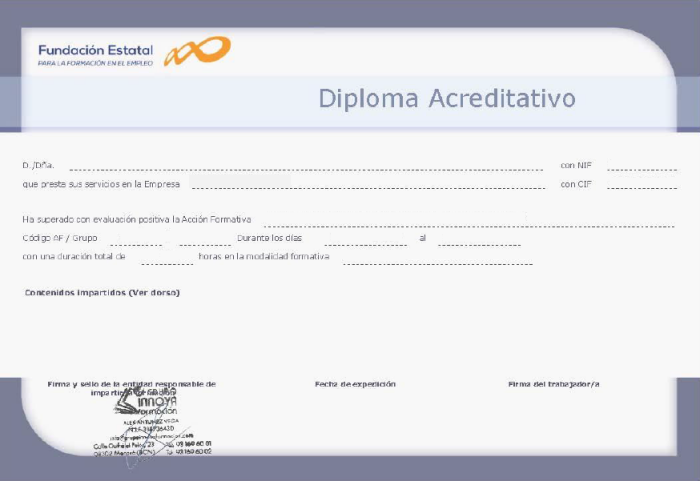 certificados oficiales 4. Diploma Fundae